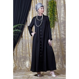 Nazneen Front Open With Pleats From Waist Casual Abaya