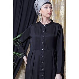 Nazneen Front Open With Pleats From Waist Casual Abaya