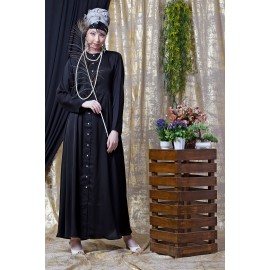 Nazneen Front Open With Pleats From Waist Casual Abaya