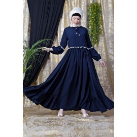 Nazneen Balloon Sleeve Pom Pom Lace Bohemian Abaya