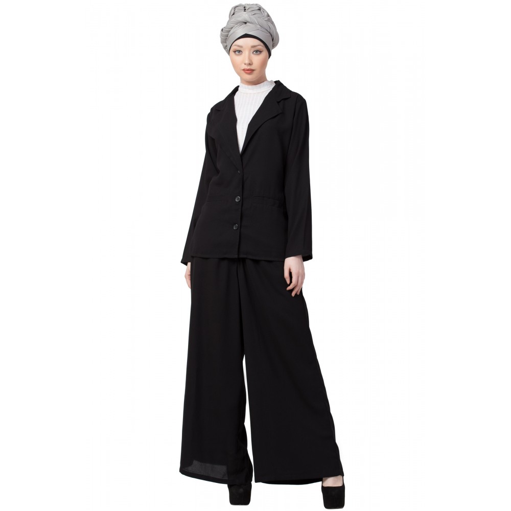 Nazneen Executive Two Piece Contemporary Coat Pant Cum Abaya