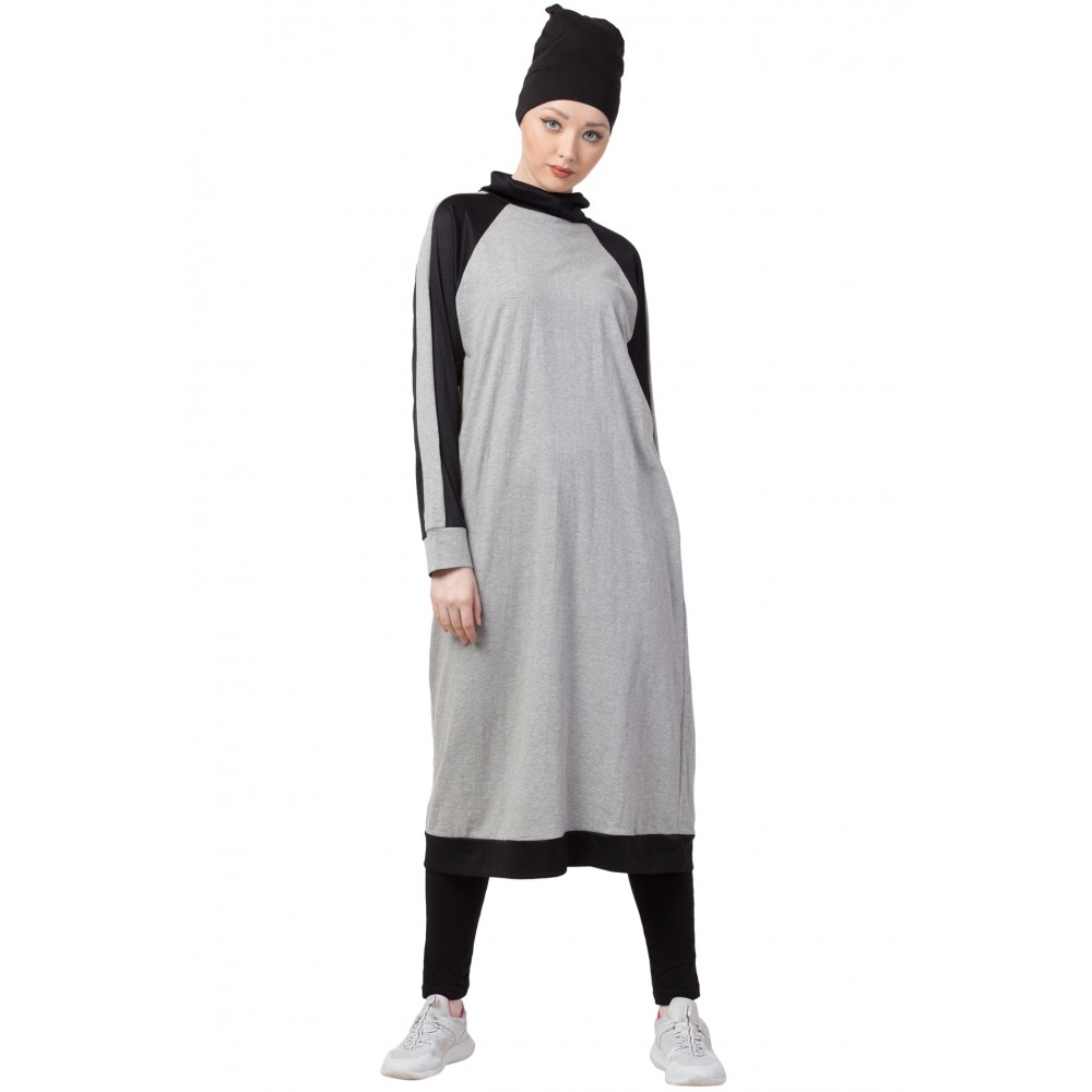 Nazneen Contrast Knits Sports Abaya With Legging