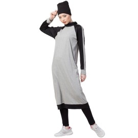 Nazneen Contrast Knits Sports Abaya With Legging