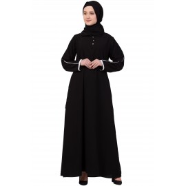 Nazneen Contrast Piping at Sleeve Casual Abaya