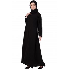 Nazneen Contrast Piping at Sleeve Casual Abaya