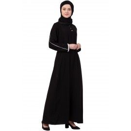 Nazneen Contrast Piping at Sleeve Casual Abaya