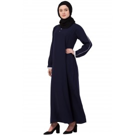 Nazneen Contrast Piping at Sleeve Casual Abaya