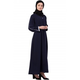 Nazneen Contrast Piping at Sleeve Casual Abaya