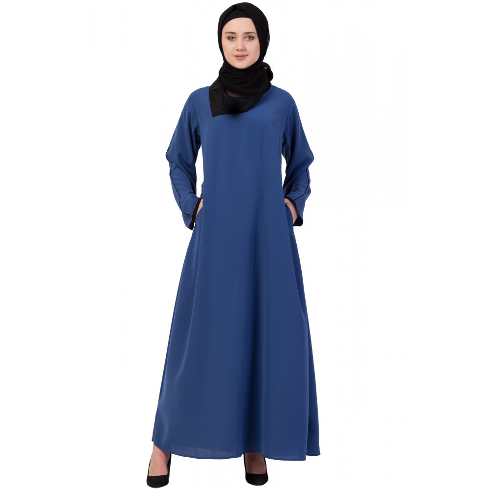 Nazneen Contrast Piping at Sleeve Casual Abaya