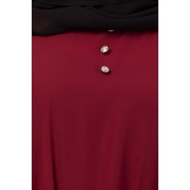 Nazneen Contrast Piping at Sleeve Casual Abaya