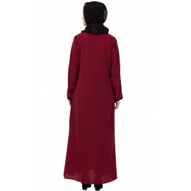 Nazneen Contrast Piping at Sleeve Casual Abaya