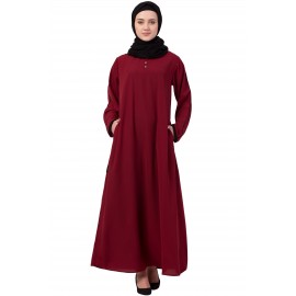 Nazneen Contrast Piping at Sleeve Casual Abaya