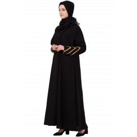 Nazneen Golden Triangle Lace at Sleeve Casual Abaya