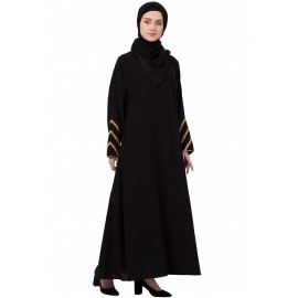 Nazneen Golden Triangle Lace at Sleeve Casual Abaya