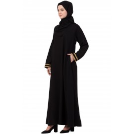 Nazneen Golden Lace at Sleeve Casual Abaya