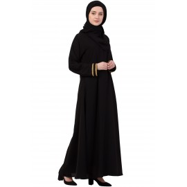 Nazneen Golden Lace at Sleeve Casual Abaya