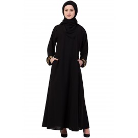 Nazneen Golden Lace at Sleeve Casual Abaya