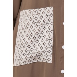 Nazneen Front Open White Patch Pocket Casual Abaya