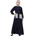 Nazneen Front Open White Patch Pocket Casual Abaya