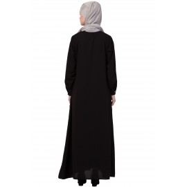 Nazneen Front Open White Patch Pocket Casual Abaya