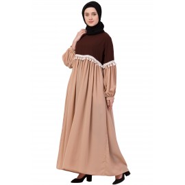 Nazneen Two Color With Lace Gathered Abaya