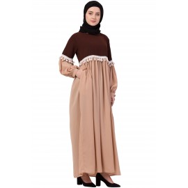 Nazneen Two Color With Lace Gathered Abaya