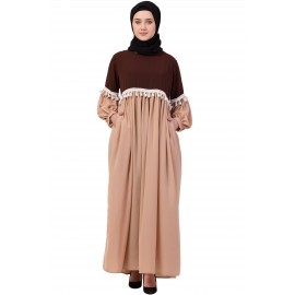 Nazneen Two Color With Lace Gathered Abaya