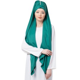 Nazneen Ready to Wear Green Turban With Attached Hijab