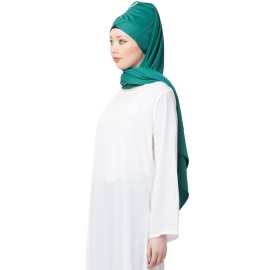 Nazneen Ready to Wear Green Turban With Attached Hijab