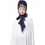 Nazneen Ready To Wear Navy Hand Work Turban With Attached Hijab