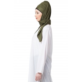 Nazneen Ready To Wear Olive Turban With Attached Hijab