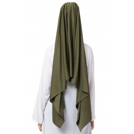 Nazneen Ready To Wear Olive Turban With Attached Hijab