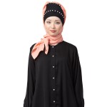 Nazneen Ready To Wear Pearl Work Black Peach Turban With Attached Hijab