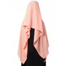 Nazneen Ready To Wear Pearl Work Black Peach Turban With Attached Hijab