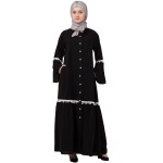 Nazneen Bell Sleeve Front Open Gathered Abaya