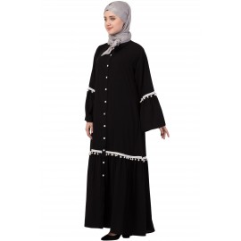 Nazneen Bell Sleeve Front Open Gathered Abaya