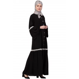 Nazneen Bell Sleeve Front Open Gathered Abaya