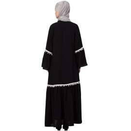 Nazneen Bell Sleeve Front Open Gathered Abaya