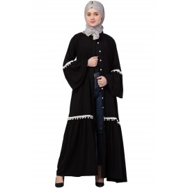 Nazneen Bell Sleeve Front Open Gathered Abaya