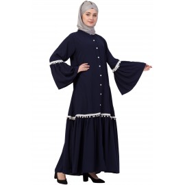 Nazneen Bell Sleeve Front Open Gathered Abaya