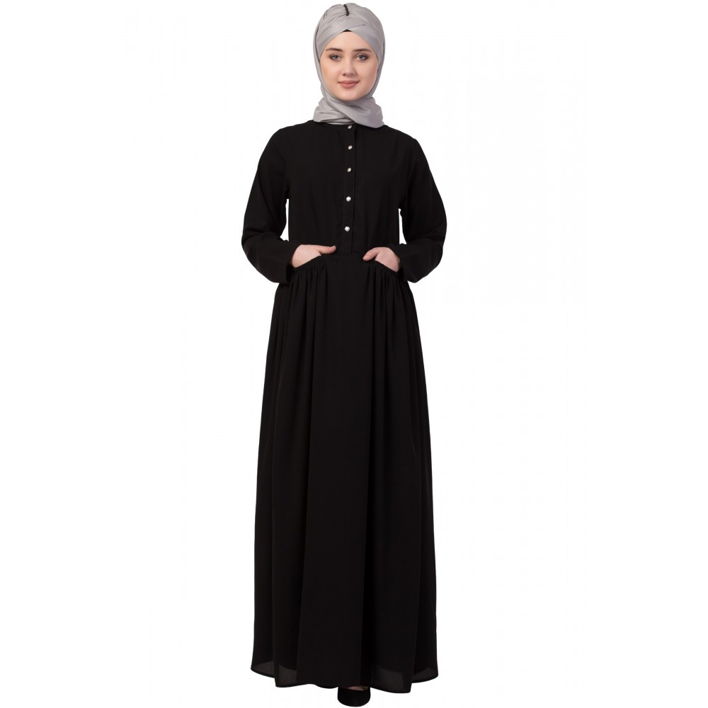 Nazneen Front Gathered Pocket Casual Abaya