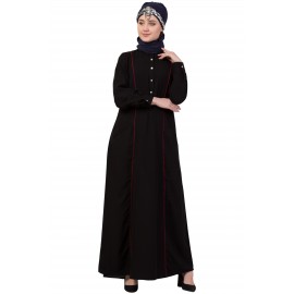 Nazneen Princess Seam Contrast Piping Executive Abaya