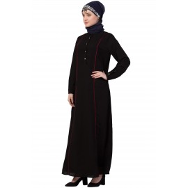 Nazneen Princess Seam Contrast Piping Executive Abaya