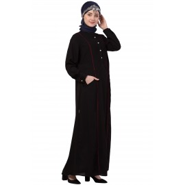 Nazneen Princess Seam Contrast Piping Executive Abaya