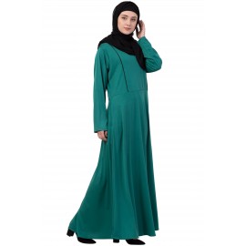 Nazneen Contrast Piping Flare Knits Abaya