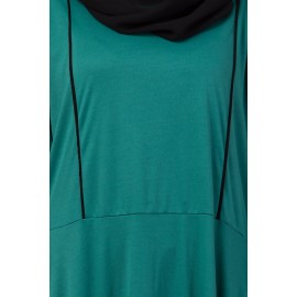 Nazneen Contrast Piping Flare Knits Abaya