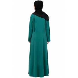 Nazneen Contrast Piping Flare Knits Abaya