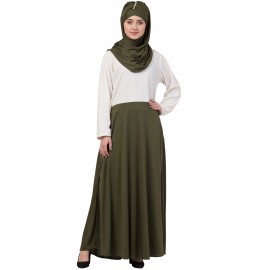 Nazneen Lace Body Solid Skirt Two Color Abaya