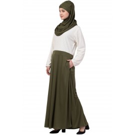 Nazneen Lace Body Solid Skirt Two Color Abaya