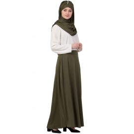 Nazneen Lace Body Solid Skirt Two Color Abaya